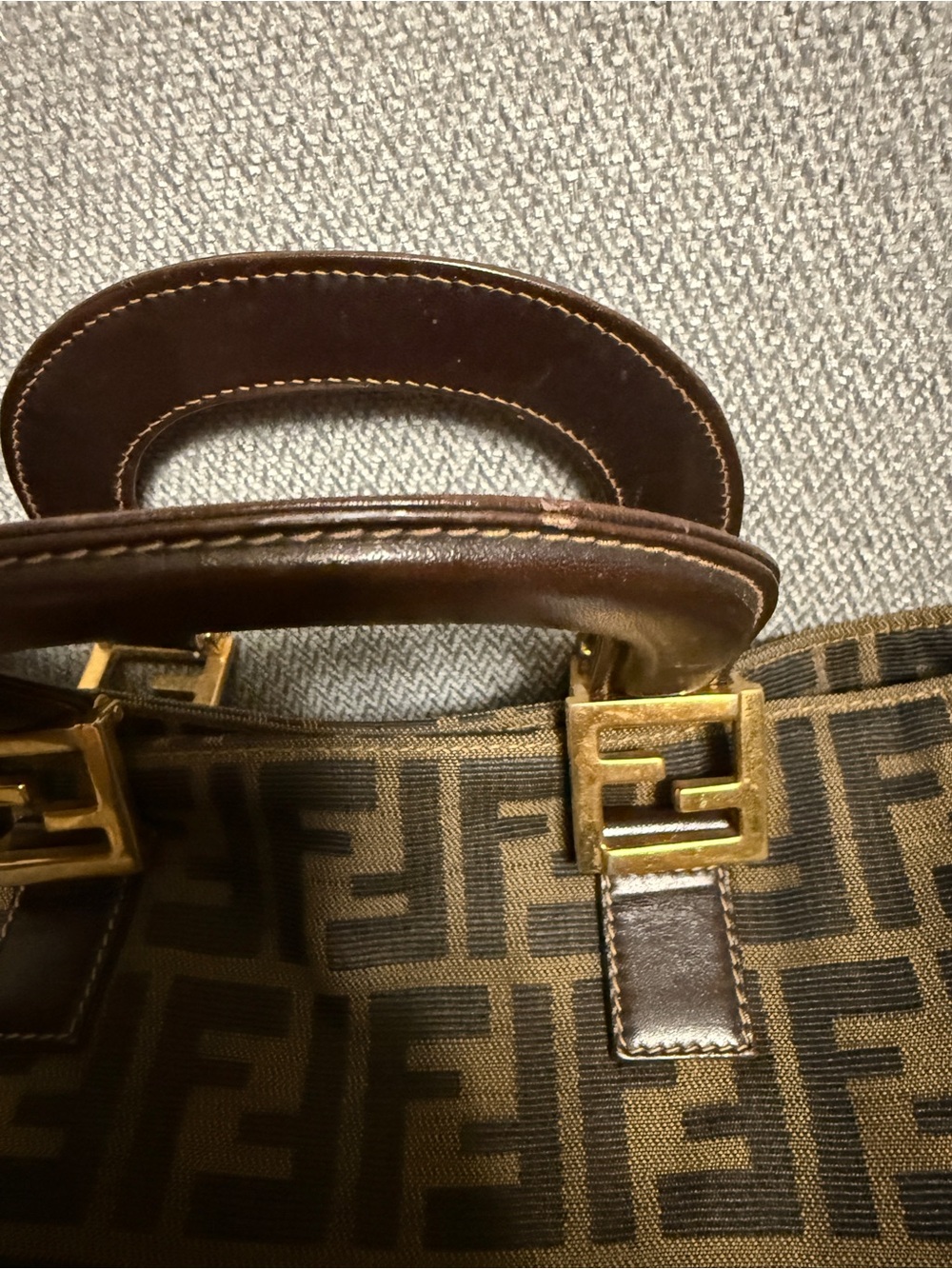 Fendi Brown Zucca Canvas Tote with Gold Hardware - Picture 14 of 15